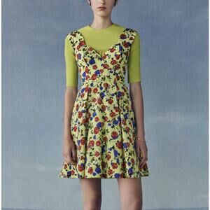 Emilia Wickstead ‘Riona’ Silk Dress Scattered Roses Print NWT Sz US 4 Skater